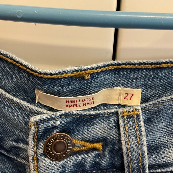 Levi's High Loose Women's High-Rise Wide Leg Jeans in Medium Blue Denim - Picture 5 of 8